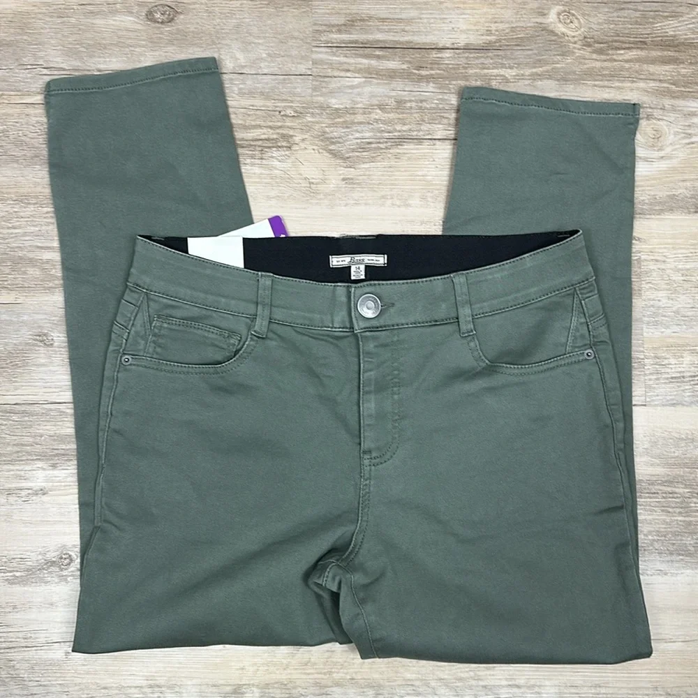 G. H. Bass Olive Green Rosemary High Waist Skinny Ankle Jeans NWT Size 14 NEW